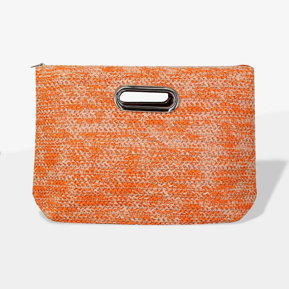 Woven Summer Clutch Bag, Orange