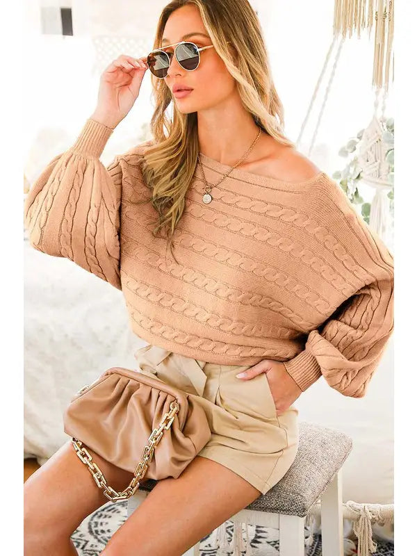 Dolman Sleeves Off The Shoulder Oversized Knit Sweater