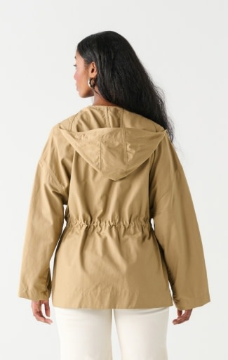 Hooded Waist Cinch Jacket, Tan