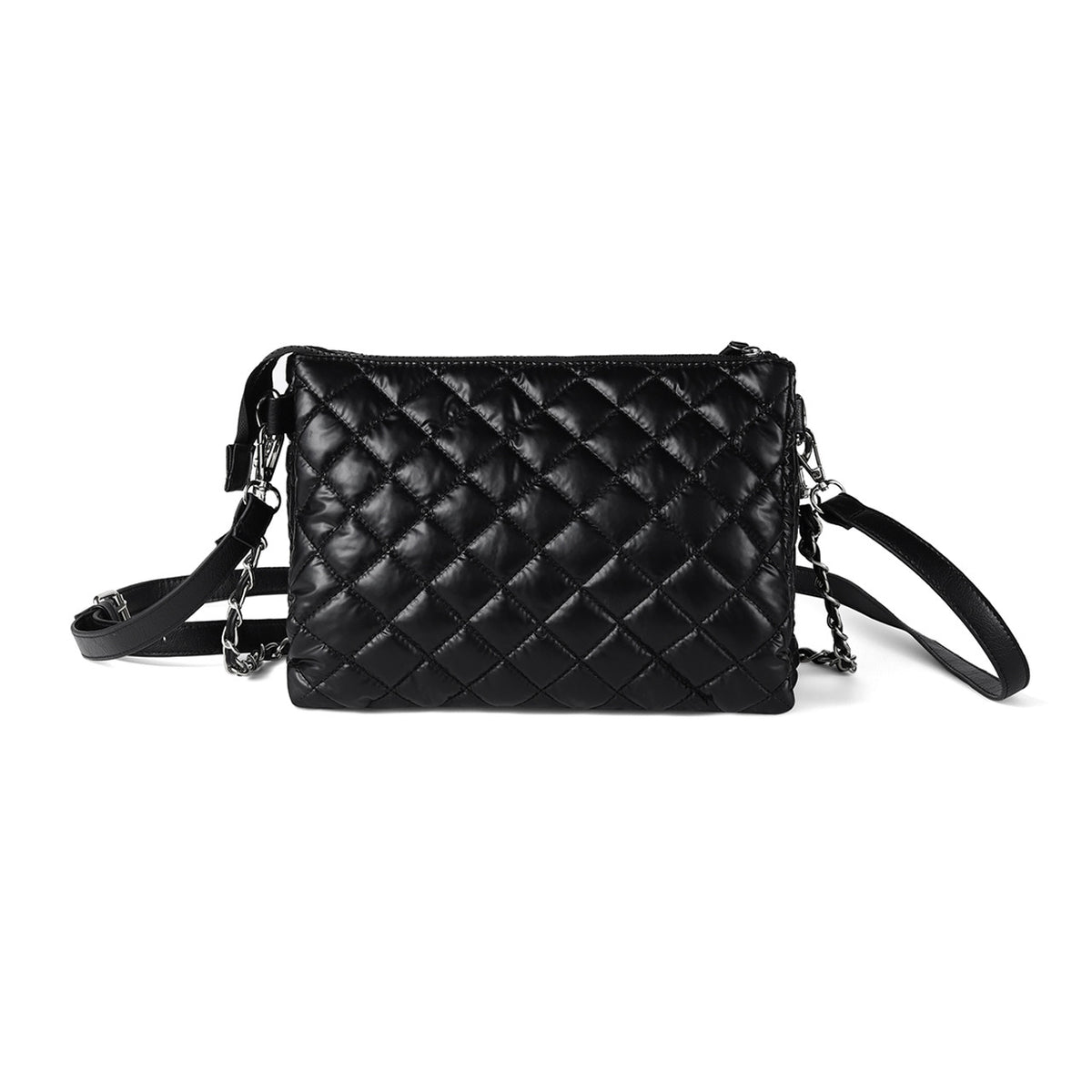 Nylon Quilted Puffer Chain Crossbody Bag