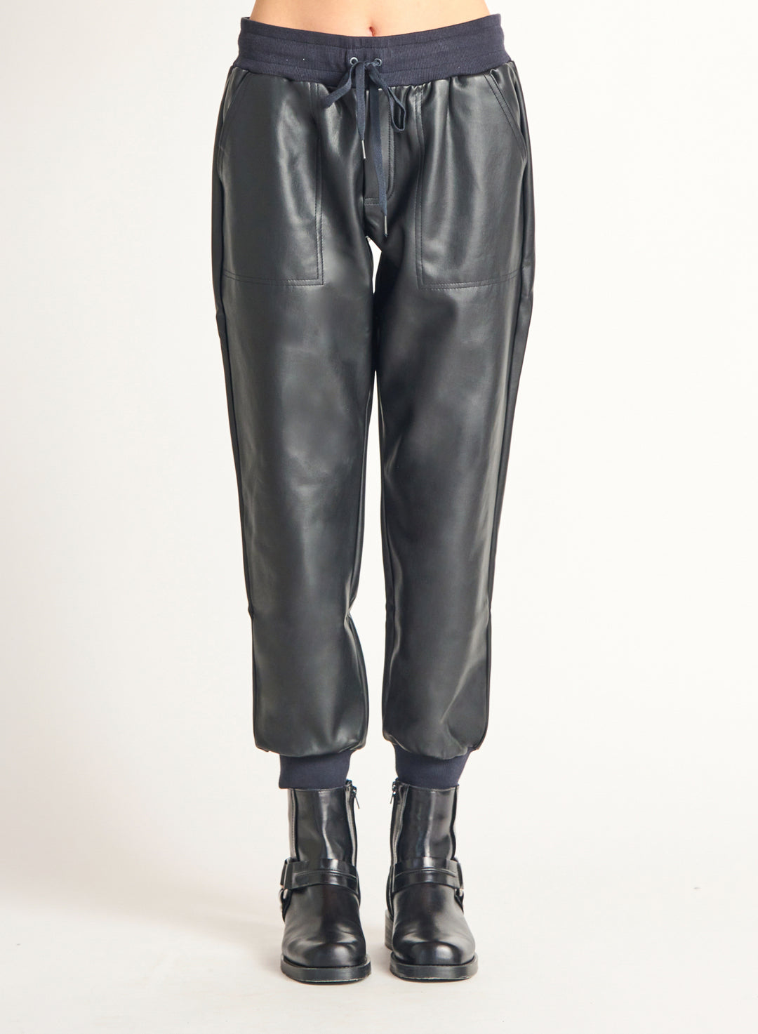 Faux Leather Jogger w/ Drawstrings