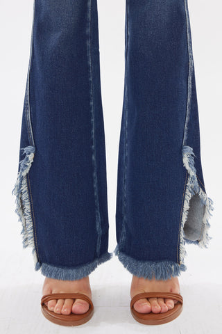 Kancan High Rise Hem Detail Boot Cut Jean