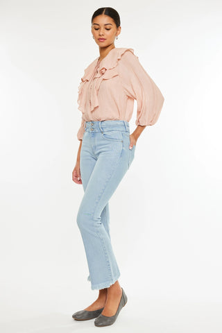 Kancan High Rise Crop Flare Jeans Light Wash