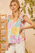 Pastel Hibiscus Flutter Sleeve Top