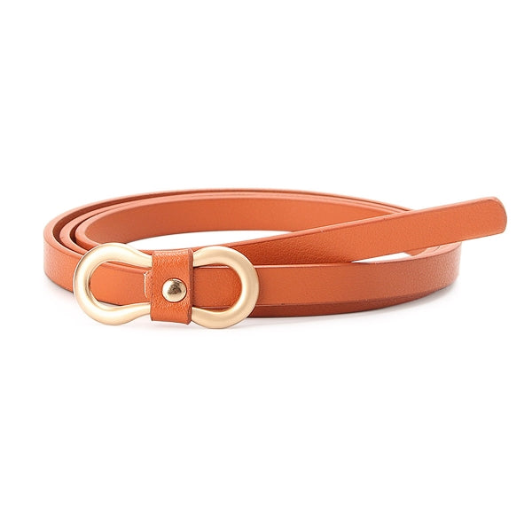 Thin Horseshoe Buckle Belt, Orange Camel