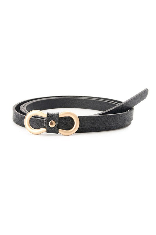 Thin Horseshoe Buckle Belt, Black