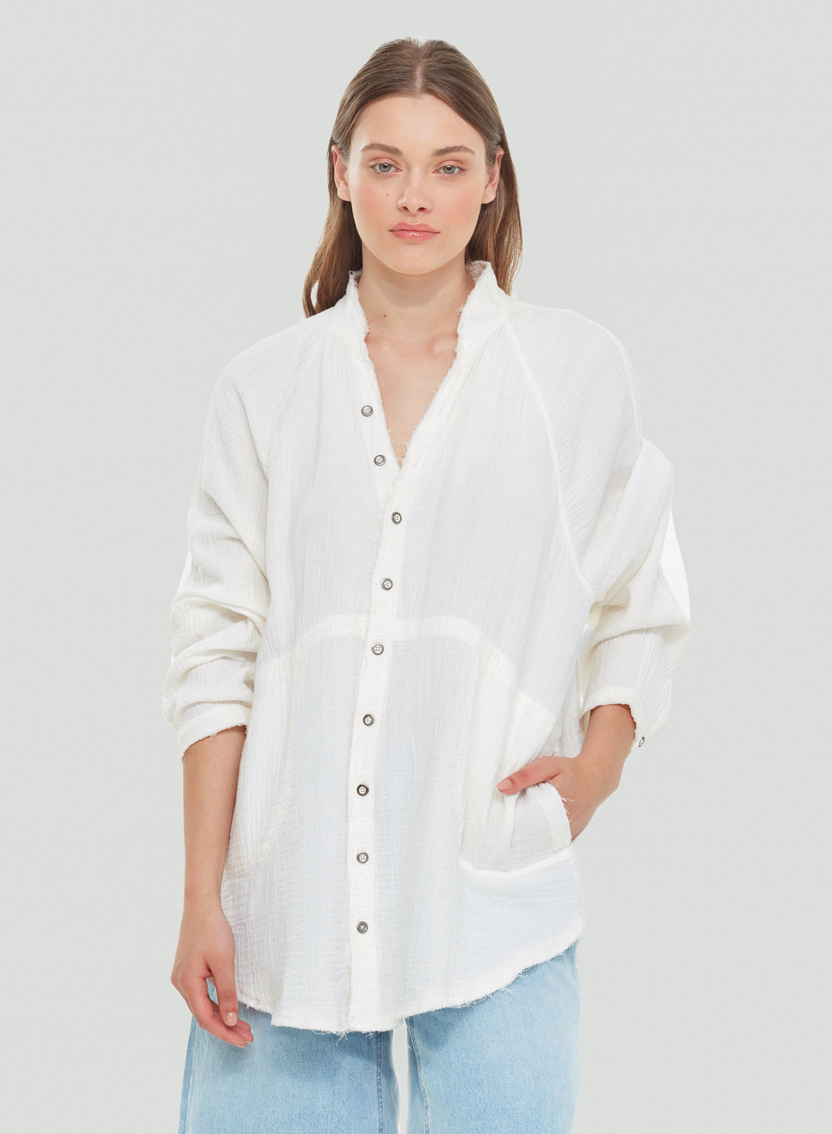 Button Front Gauze Tunic