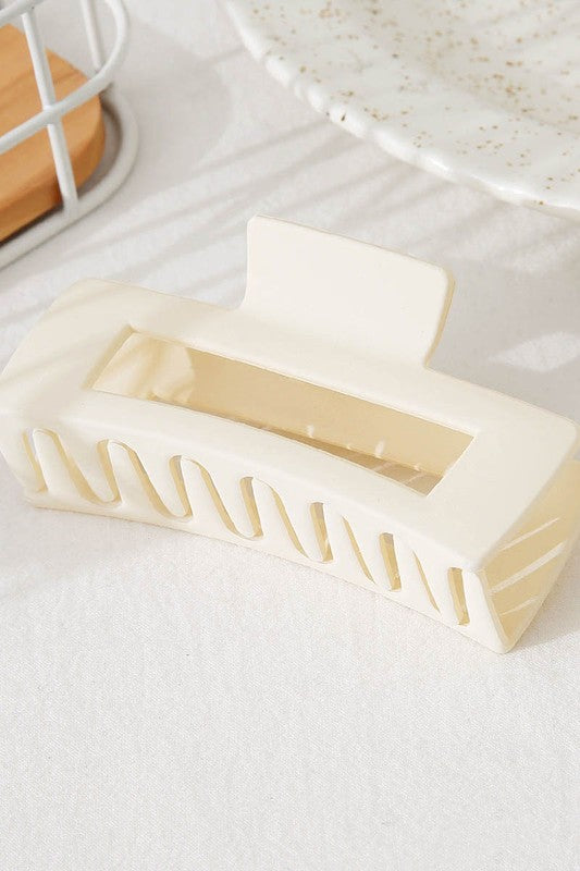 Large Rectangular Hair Claw Clip, Ivory