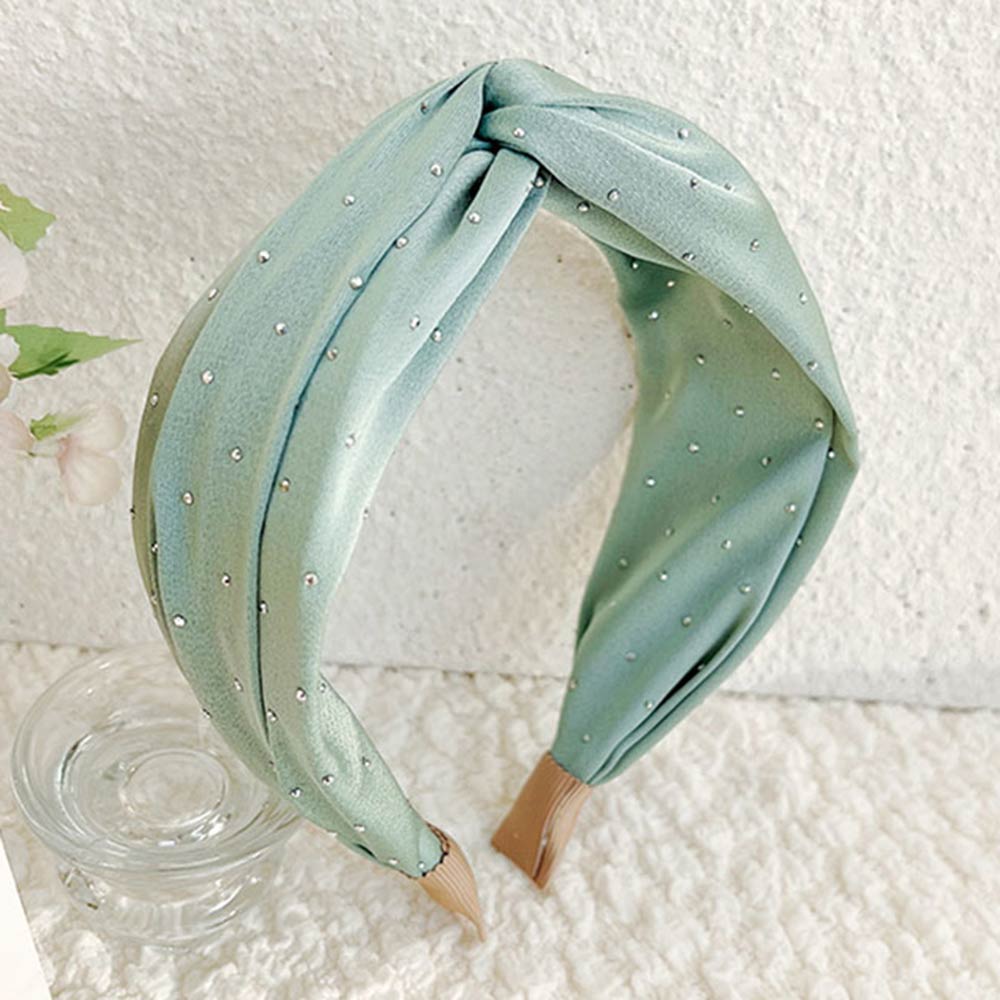 Tiny Stud Twisted Headband, Light Blue