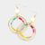 Faceted Beaded Open Circle Dangle Earrings, Rainbow