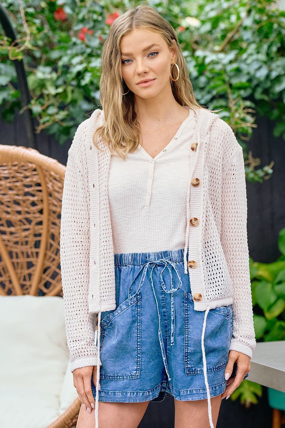 Fisher Net Hoodie Cardigan