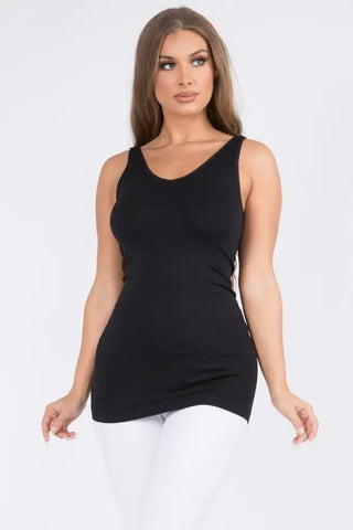 Reversible Seamless Tank Long  Length - Core Basic, Black