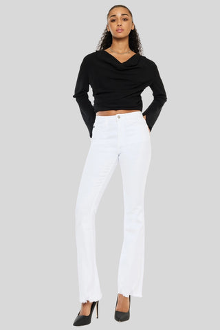 Kan Can Raw Hem Bootcut Jeans White Regular Mid-Rise Jean