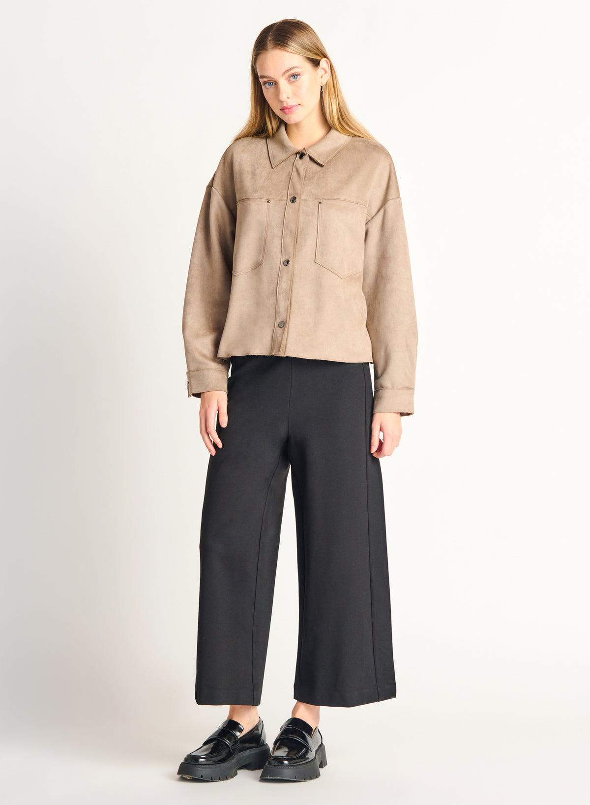 Faux Suede Button Front Jacket