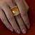 18K Gold Plated Statement Ring Herringbone Band, Gold
