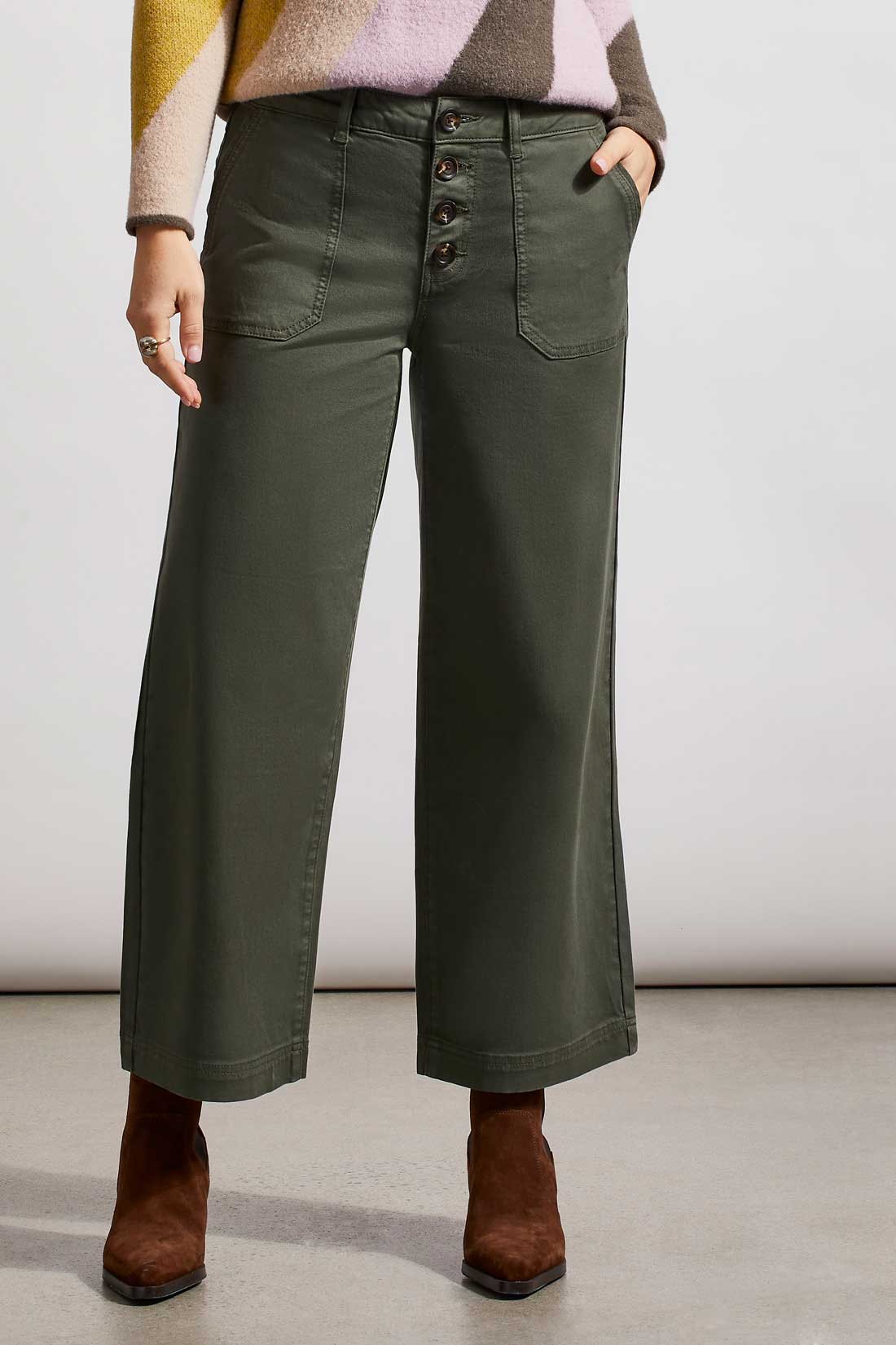 Audrey Button Fly Cropped Wide Leg Pant
