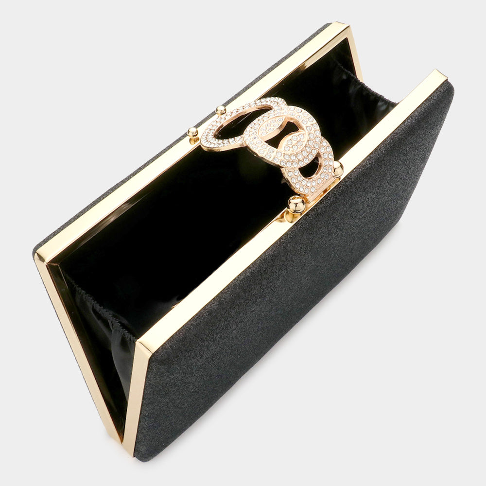 Shimmery Evening Clutch, Black