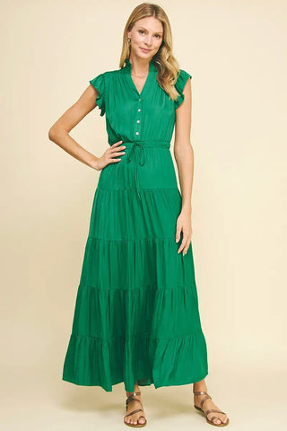 Satin Tiered Maxi Dress