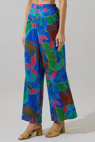 Malton Tropical Floral Wide Leg Pant Blue