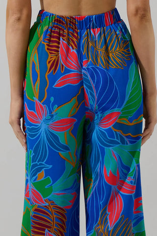 Malton Tropical Floral Wide Leg Pant Blue