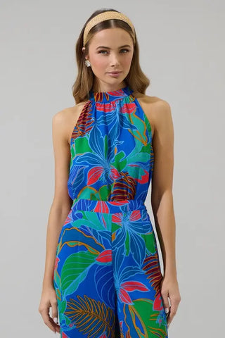 Malton Tropical Wilma Sleeveless Cobalt Multi Top