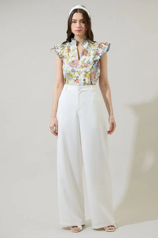 Pany Floral Rayen RuDe Pink Green Blue Top