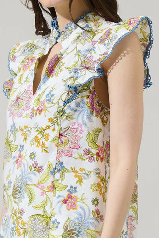 Pany Floral Rayen RuDe Pink Green Blue Top