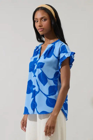 Ariya Garden Leyla RuDe Blues Blouse