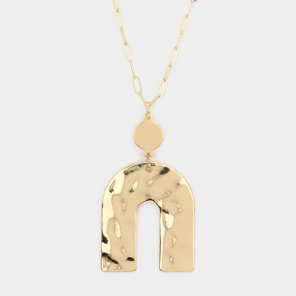 Hammered Arch Pendant Necklace, Gold