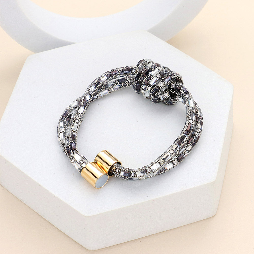 Magnetic Beaded Knot Bracelet, Crystal
