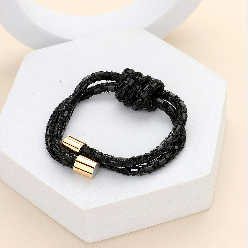 Magnetic Beaded Knot Bracelet, Black