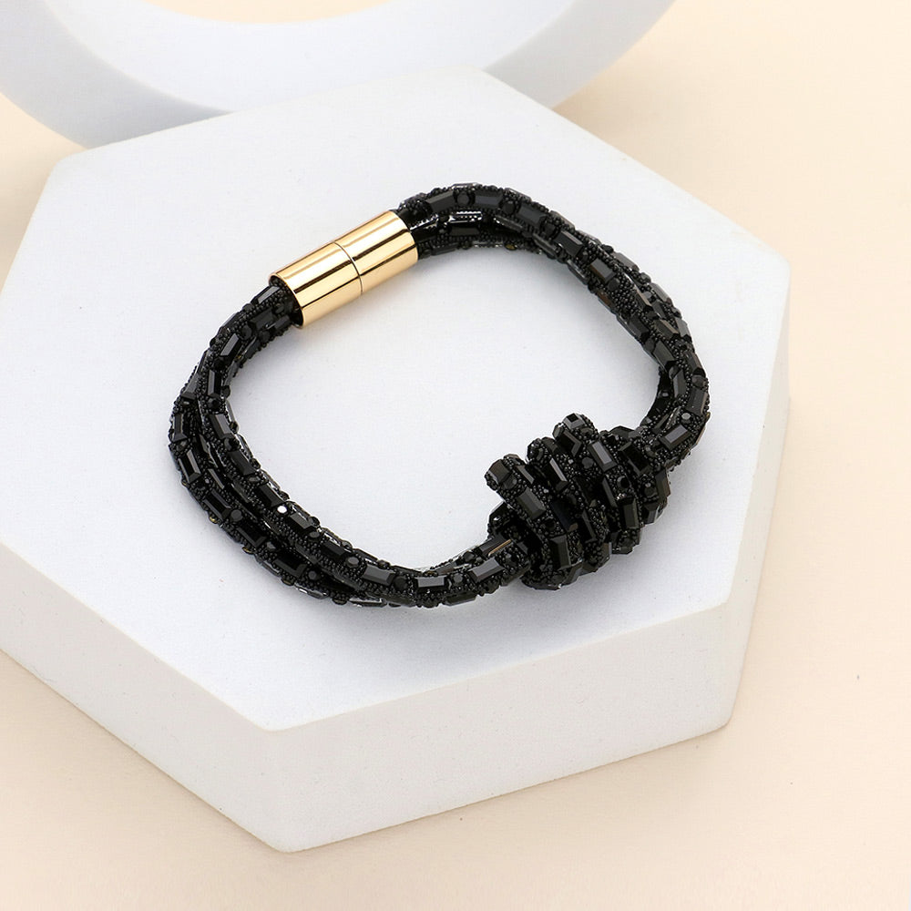 Magnetic Beaded Knot Bracelet, Black