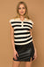 Half Zip Striped Sleeveless Sweater w/ Collar