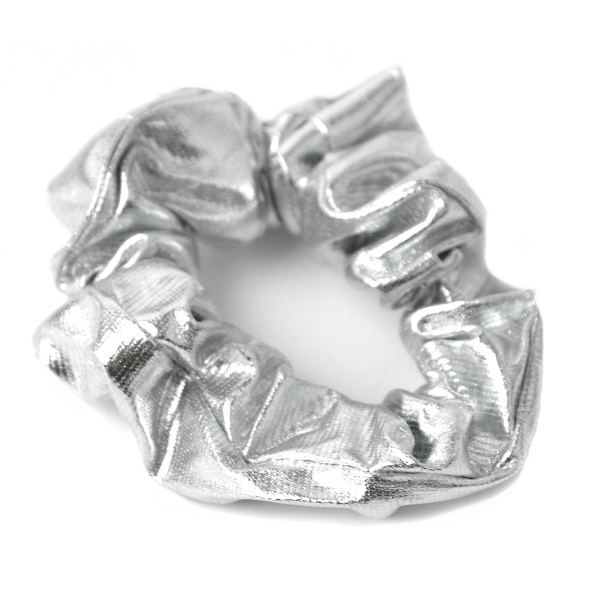 Metallic Hair Scrunchie, Silver