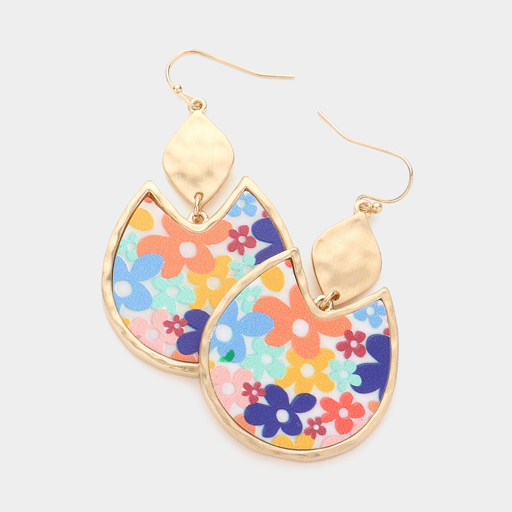 Petal Link Resin Earring, Groovy Floral