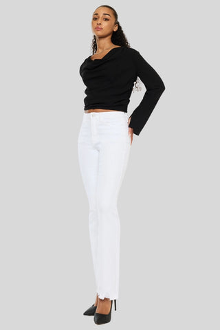 Kan Can Raw Hem Bootcut Jeans White Regular Mid-Rise Jean