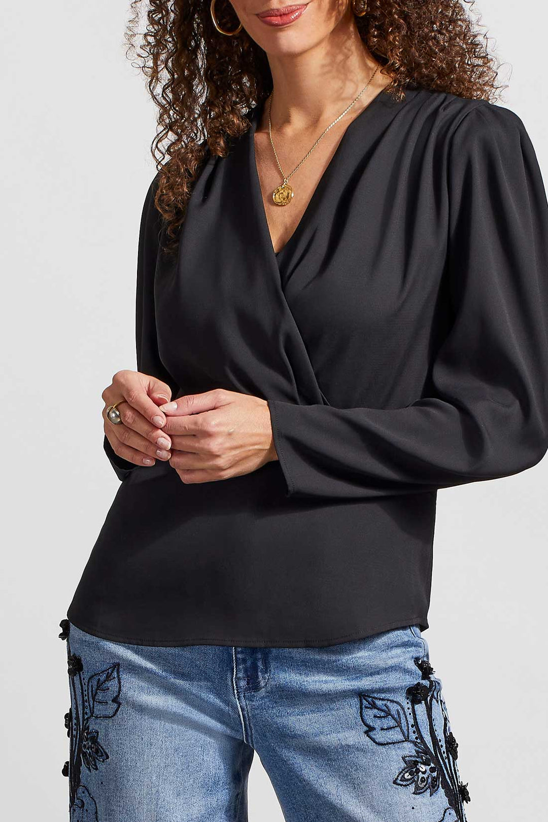 Pleated Wrap Blouse