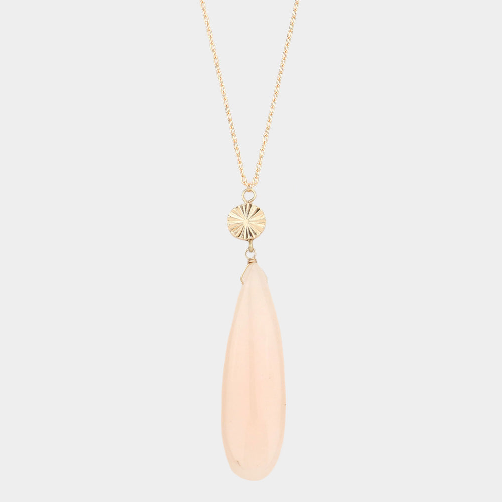 Precious Stone Pendant Necklace, Blush