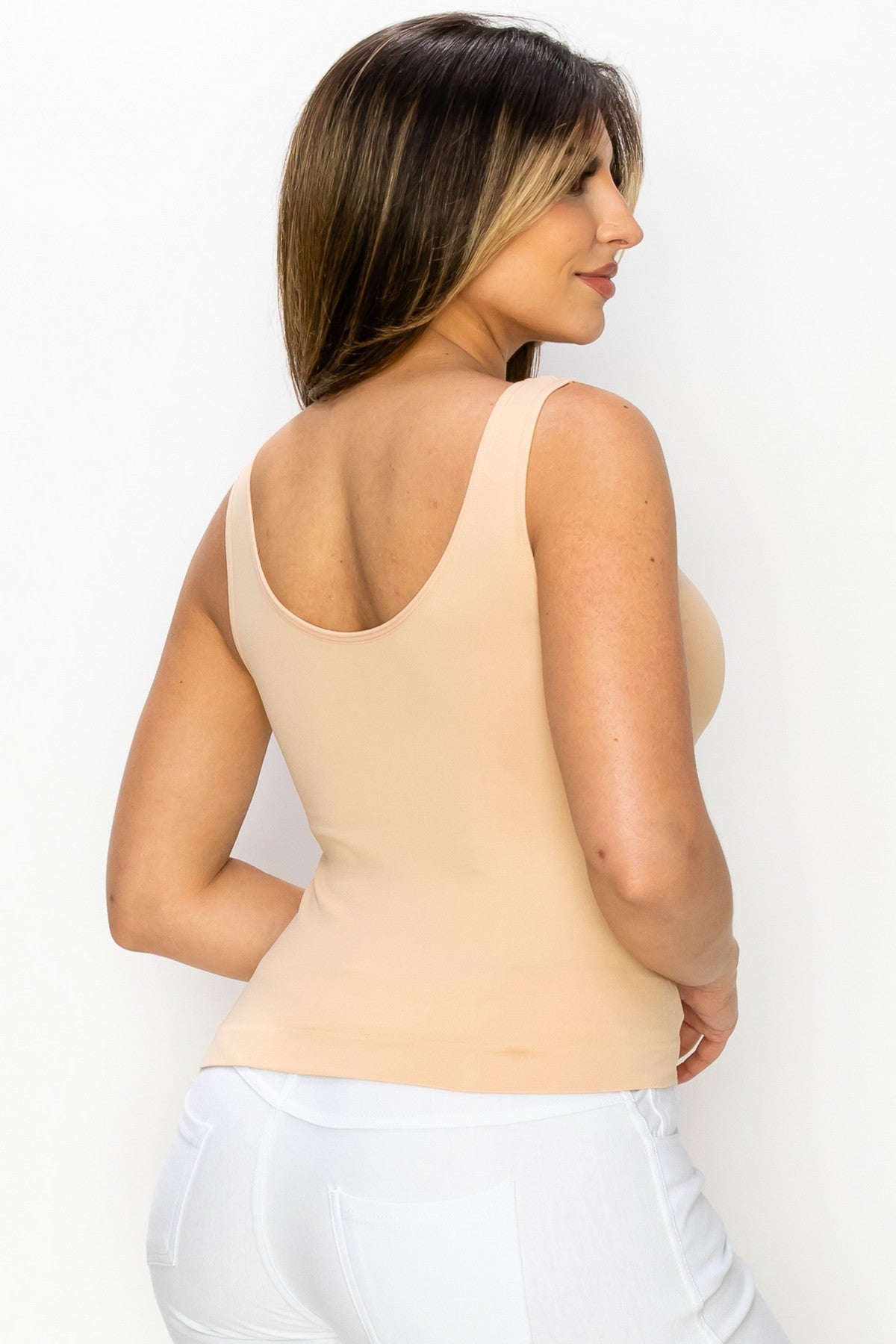 Mid Length Reversible Seamless Tank, Nude