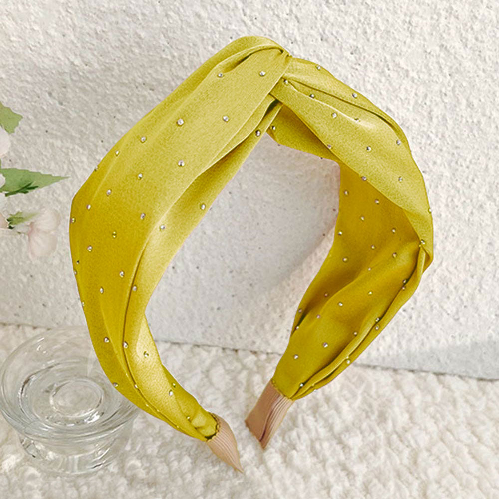 Tiny Stud Twisted Headband, Yellow