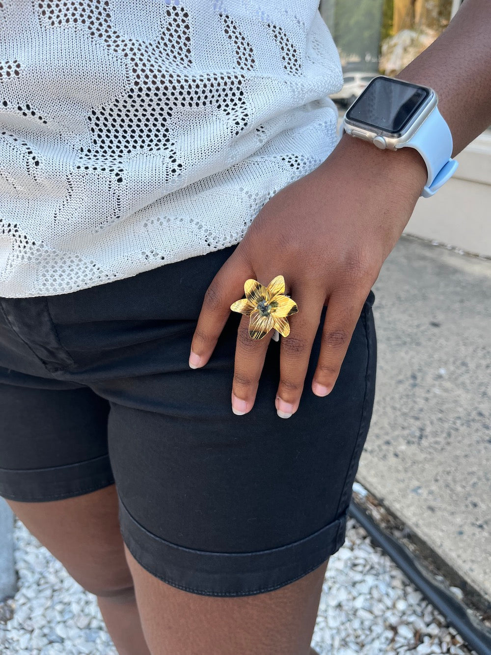 Orchid Ring w/ Natural Emerald , Gold