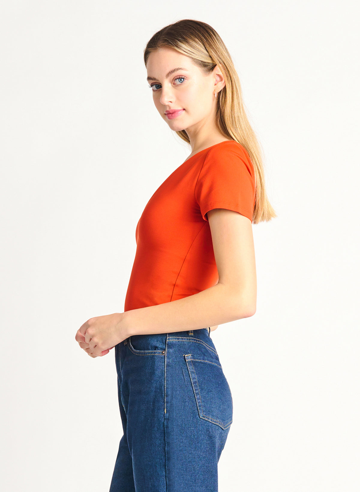 Deep V Knit Tee Bodysuit
