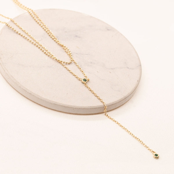 Dainty Lariat Chain CZ Necklace