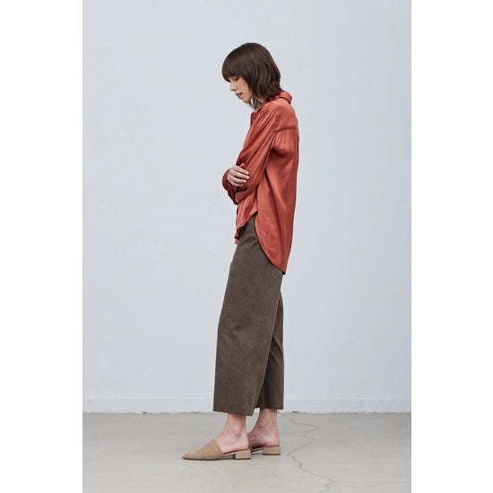 Puff Sleeve Satin Button Down Blouse
