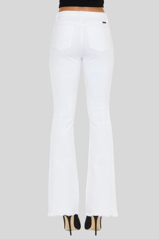 Kan Can Raw Hem Bootcut Jeans White Regular Mid-Rise Jean