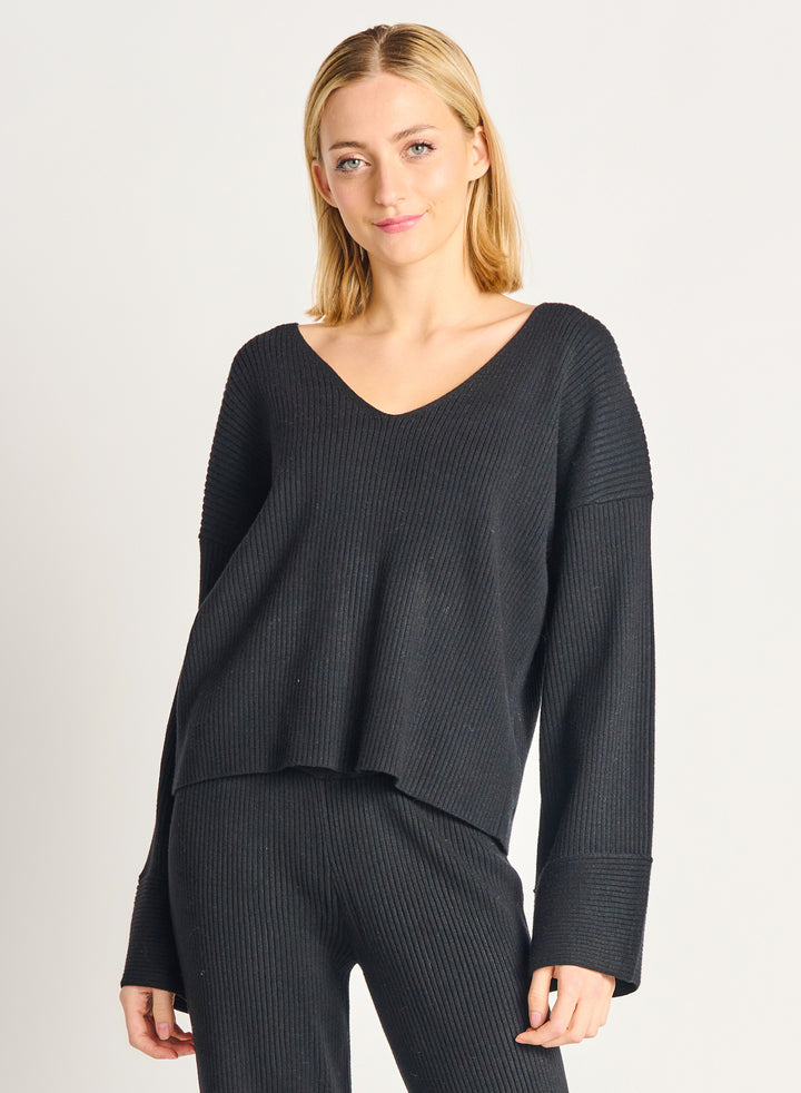 Wide Sleeve Soft V-Neck Sweater