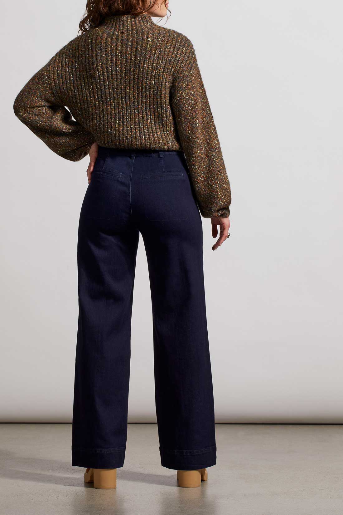 Brooke High Rise Wide Leg Denim w/ Tortoise Button