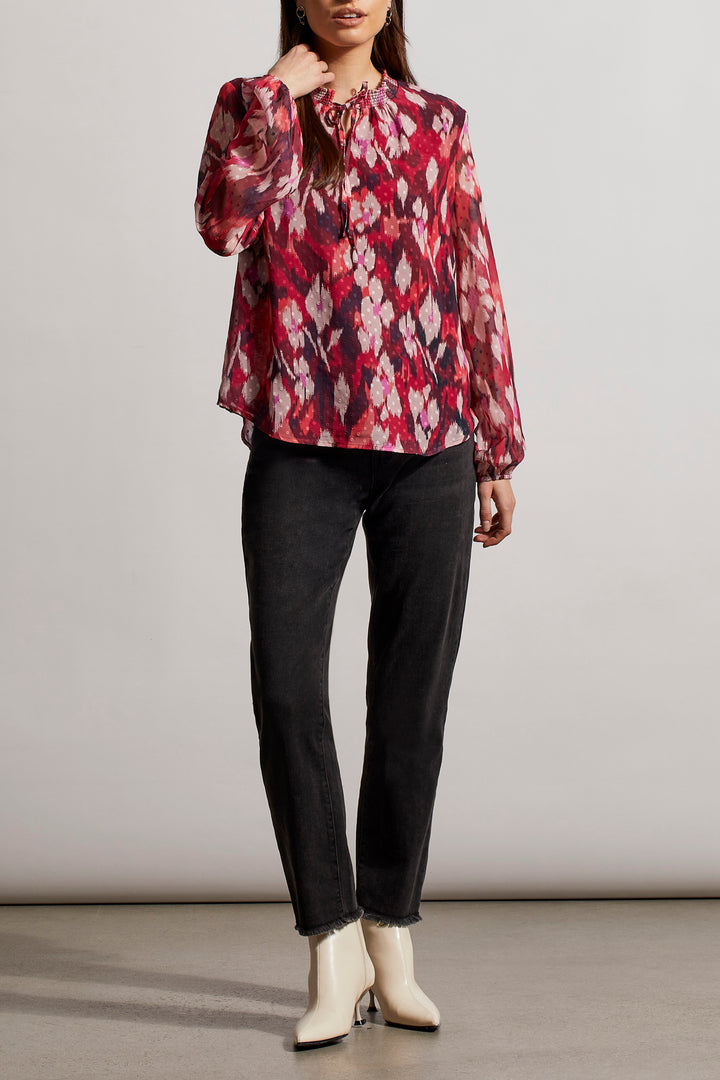 Puff Sleeve Tie Neck Blouse