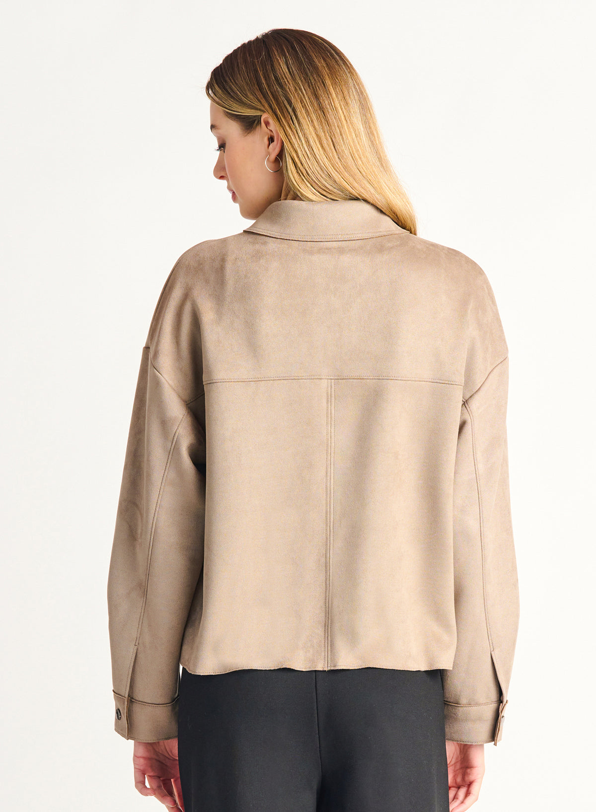 Faux Suede Button Front Jacket