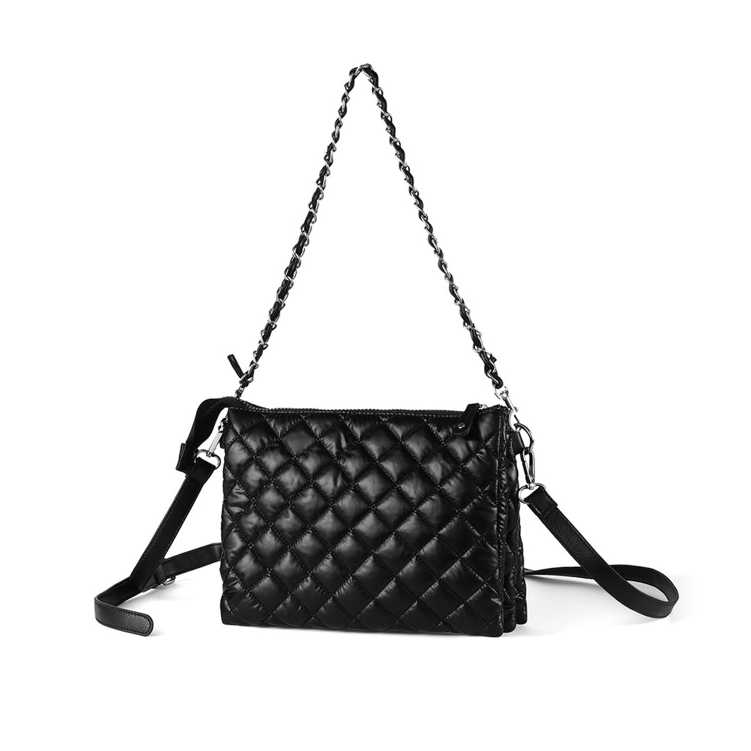 Nylon Quilted Puffer Chain Crossbody Bag